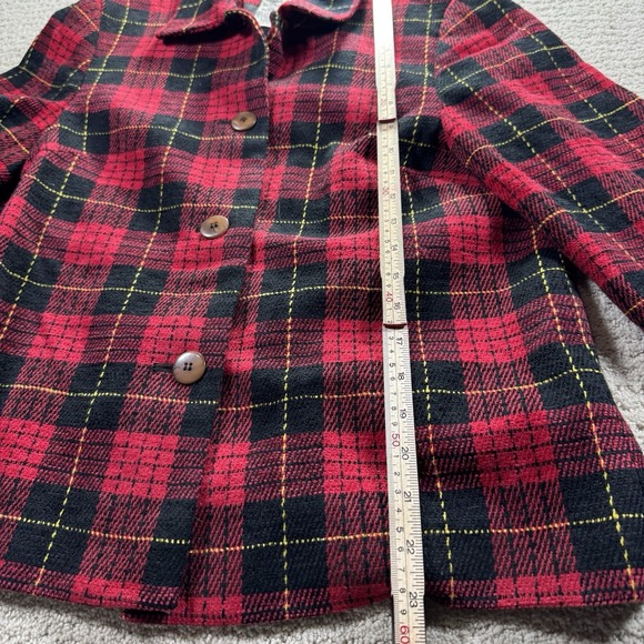 Vintage Sag Harbor Red & Black Plaid Blazer Jacket Size 12 - Picture 3 of 6